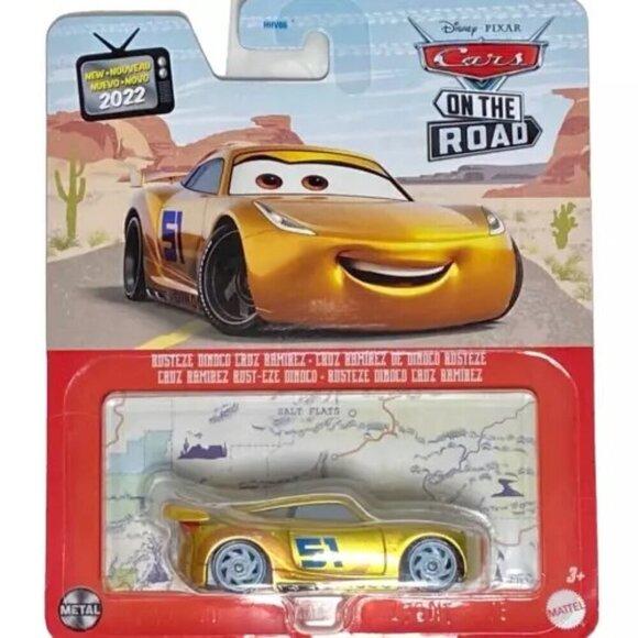 Disney Pixar Cars Cruz Ramirez Dinoco On The Road Gold Metal Series NIP - Picture 1 of 8